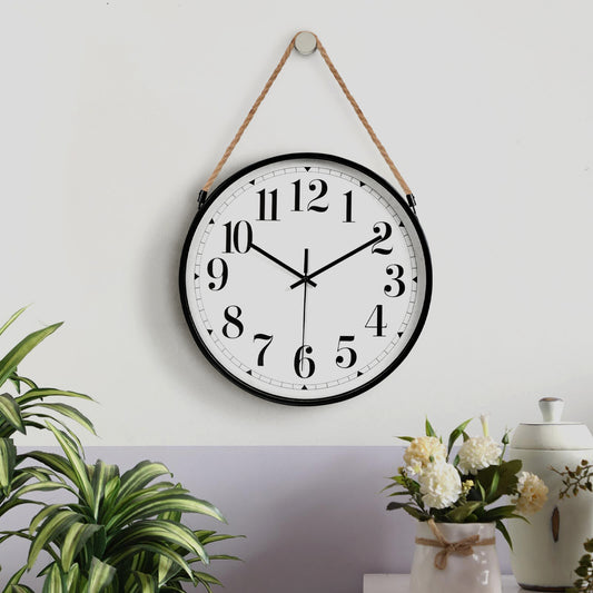 Rope Hanging Ticking Battery Operated Round Wall Clock~1028