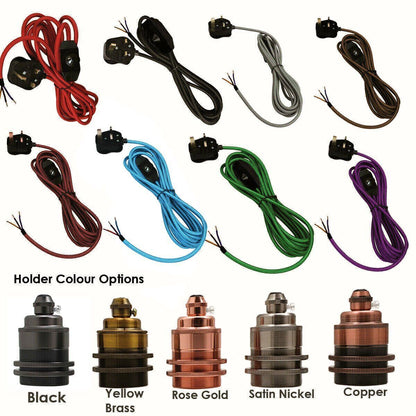 Plug-In Fabric Cable Pendant Kit with Dimmer – 4 m, Optional Metal Holder