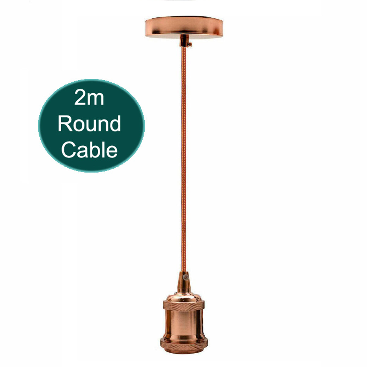 Pendant Light Fitting with 2 m Round Cable – Rose Gold, E27