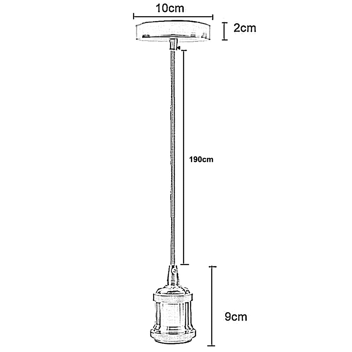 Pendant Light Fitting with 2 m Round Cable – Rose Gold, E27 - photo 3