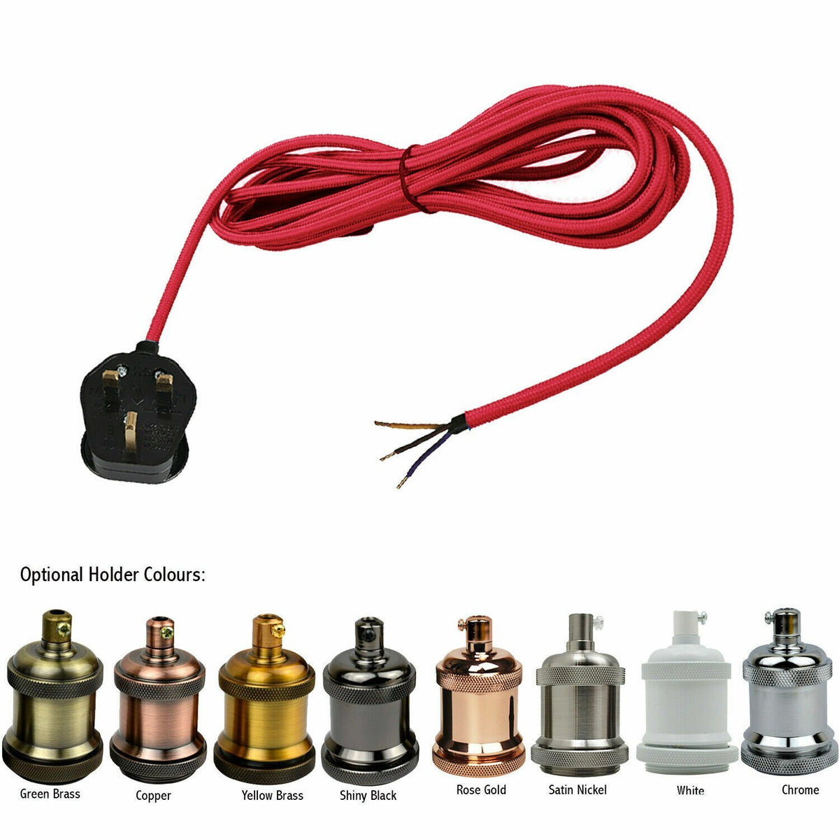 Plug-In Fabric Cable Pendant Kit with Dimmer – 2 m, Optional Metal Holder - photo 5