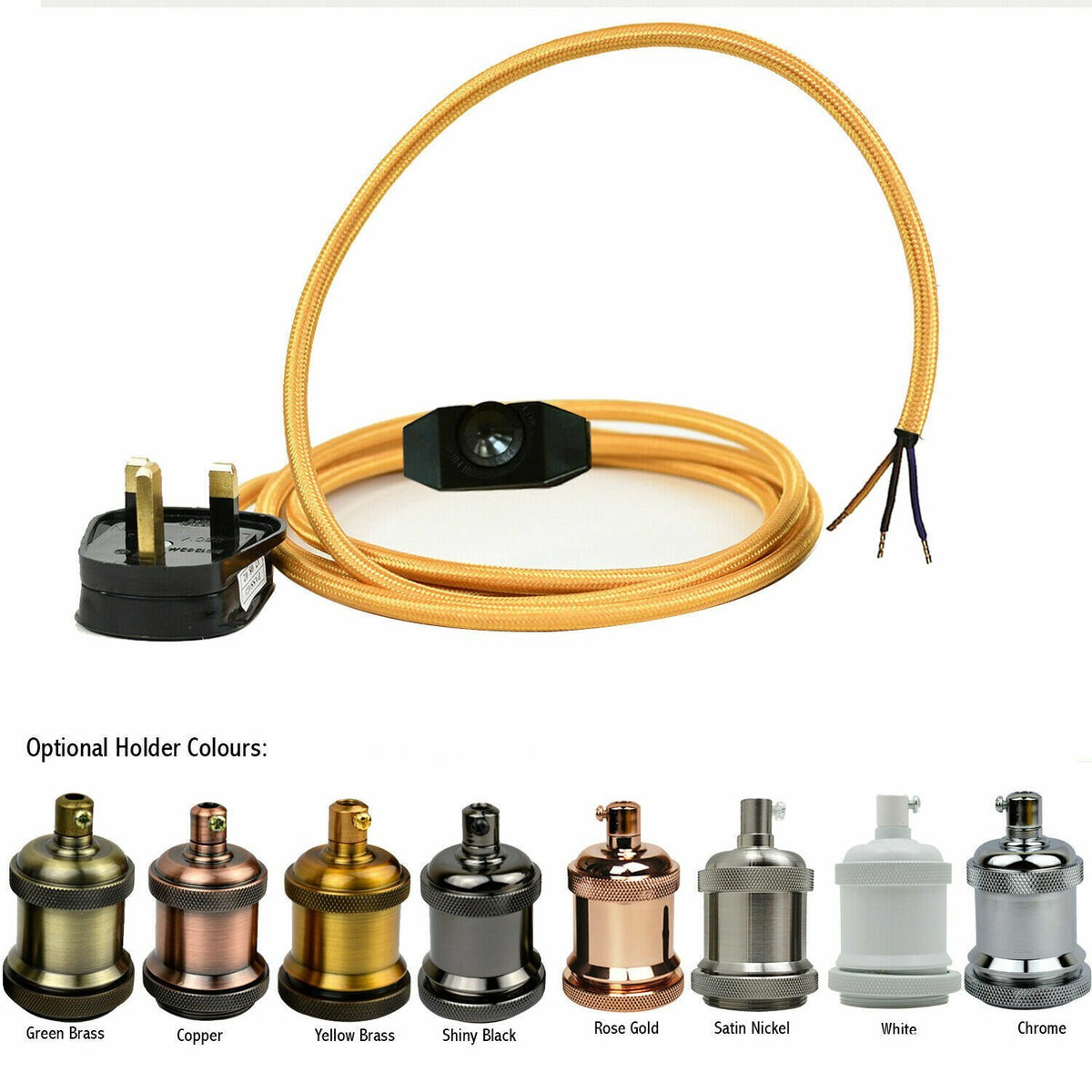 Plug-In Fabric Cable Pendant Kit with Dimmer – 2 m, Optional Metal Holder - photo 6