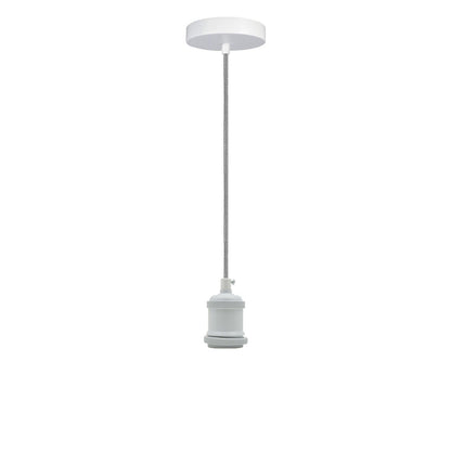 2 m Pendant Light Set – White or Satin Nickel, E27 - White, No Shade, Without Bulb