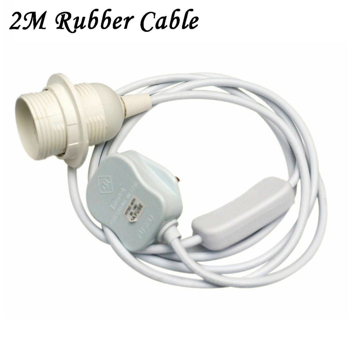 Plug-In Pendant Lamp Holder Kit – White, 2 m Cable, Switch, UK Plug