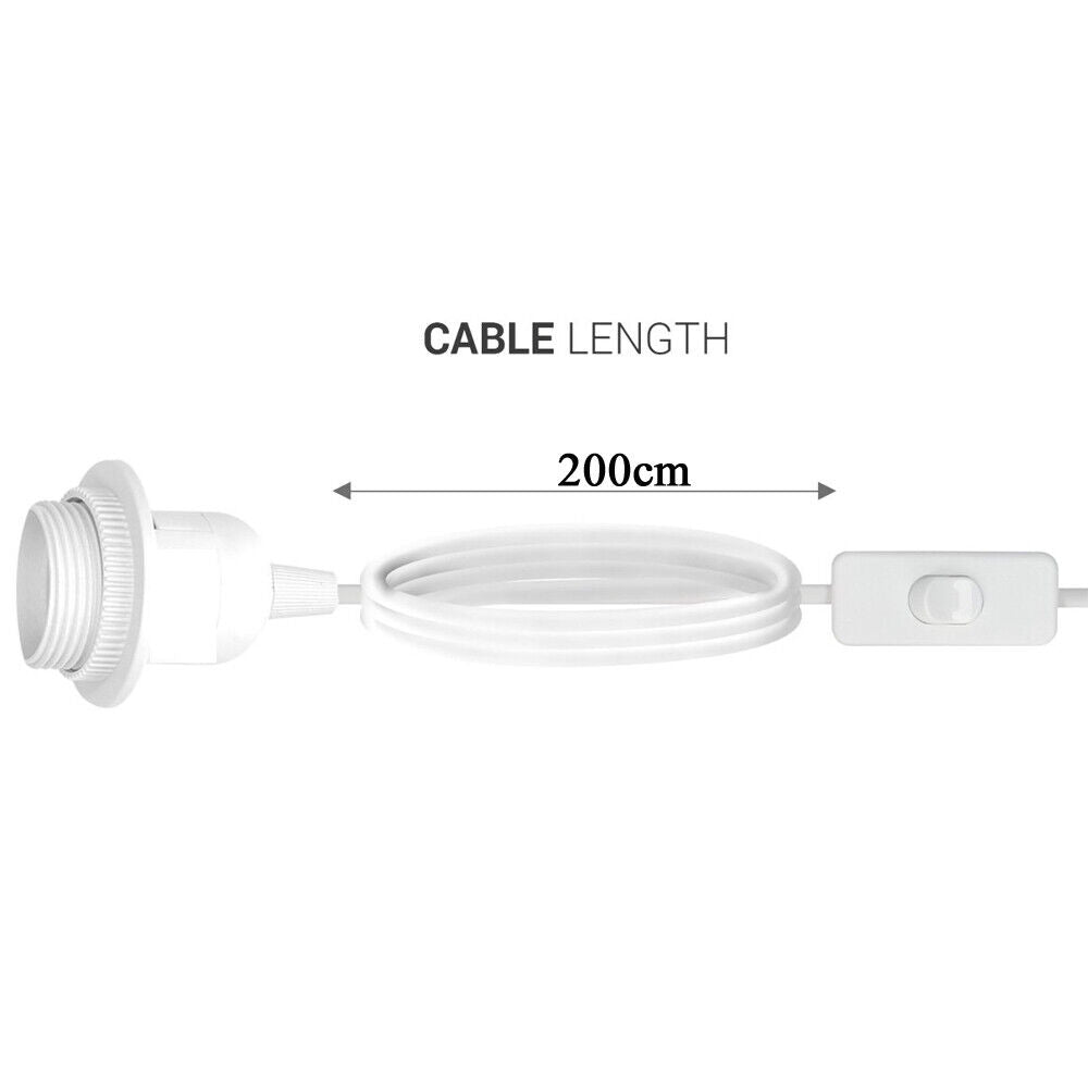 Plug-In Pendant Lamp Holder Kit – White, 2 m Cable, Switch, UK Plug - photo 2