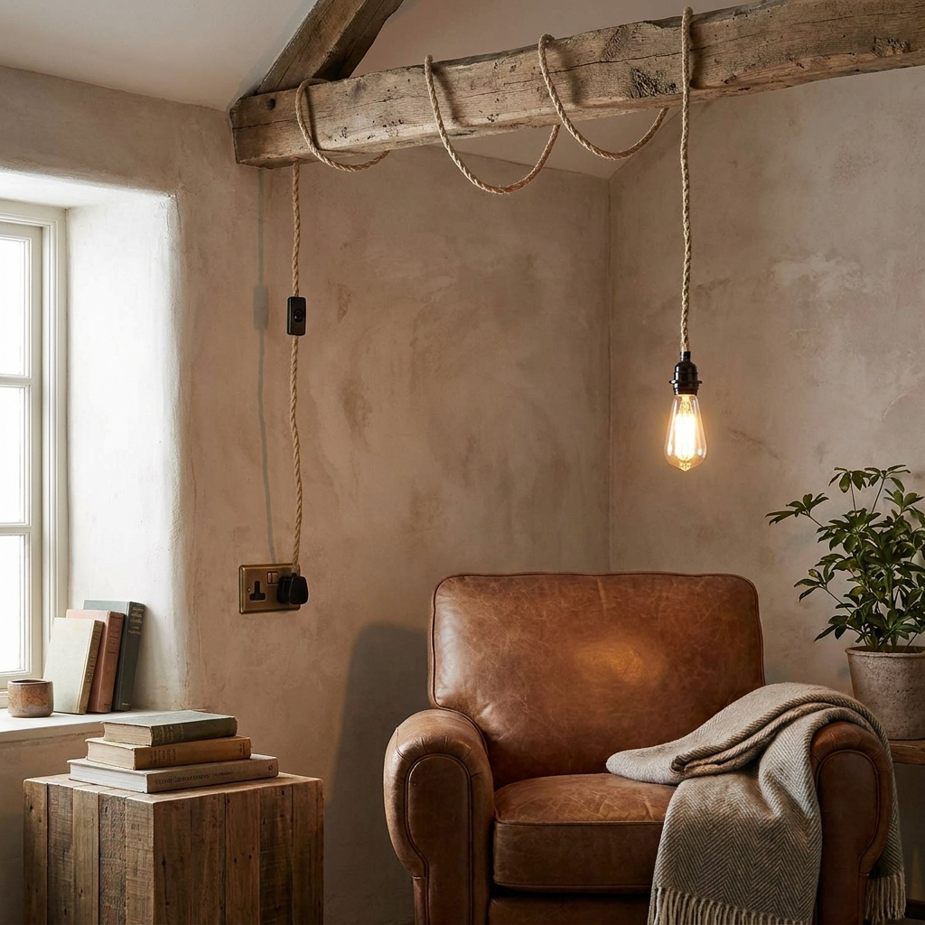 Plug-In Hemp Rope Pendant Light – 2 m, Switch, E27 - photo 5