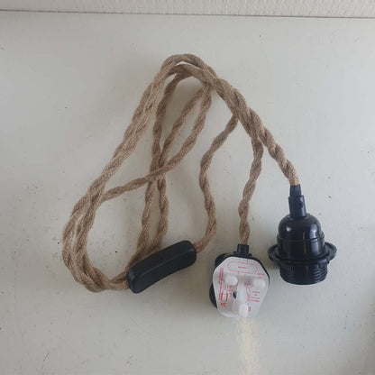 Plug-In Hemp Rope Pendant Light – 2 m, Switch, E27 - photo 7