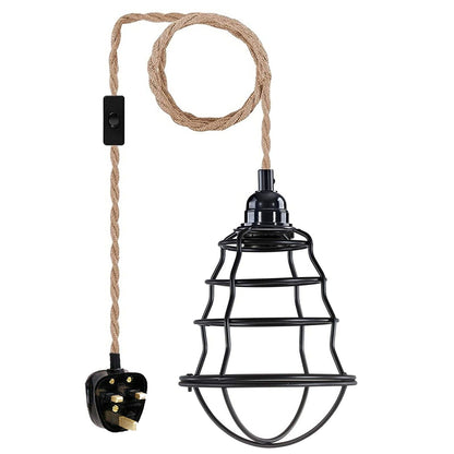 Plug-In Hemp Rope Pendant Light – 2 m, Switch, E27 - photo 13