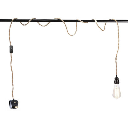 Plug-In Hemp Rope Pendant Light – 2 m, Switch, E27