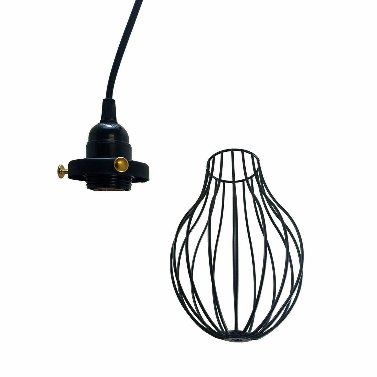 Plug-In Pendant Light – 2 m Black Cable, On/Off Switch, Balloon Cage - photo 7