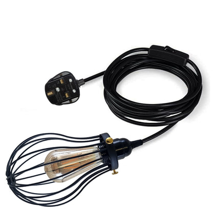 Plug-In Pendant Light – 2 m Black Cable, On/Off Switch, Balloon Cage - photo 6