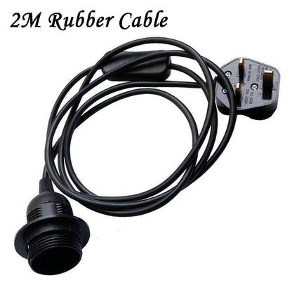 Plug-In Pendant Light – 2 m Black Cable, On/Off Switch, Balloon Cage - Black, No Shade, Without Bulb