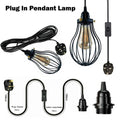 Plug-In Pendant Light – 2 m Black Cable, On/Off Switch, Balloon Cage