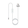 Plug-In Pendant Cord, Switch Near Lamp – White, 2 m, No Holder
