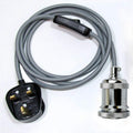 Plug-In Pendant Cable Set â€“ Grey Fabric Cable, Chrome E27 Holder, 2 m