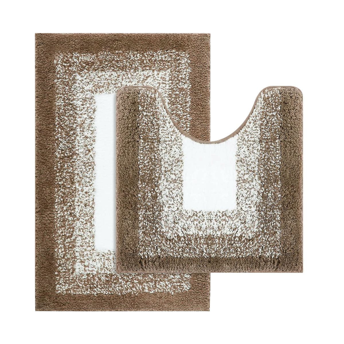 2-Piece Bath Mat Set – Coffee Gradient, 80 x 50 cm & Pedestal Mat, Non-Slip - Coffee, 1 Set (2 Mats)