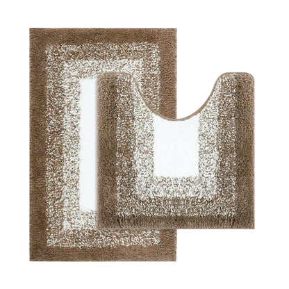 2-Piece Bath Mat Set – Coffee Gradient, 80 x 50 cm & Pedestal Mat, Non-Slip - Coffee, 1 Set (2 Mats)