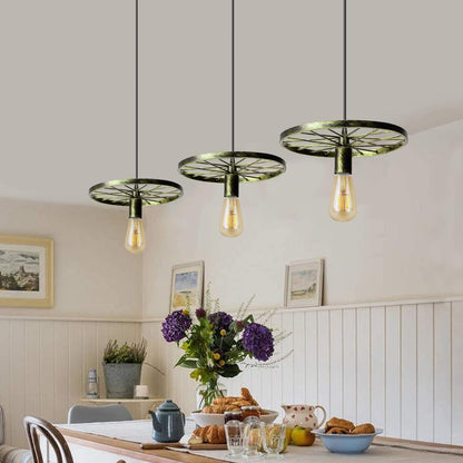 3 Light Wagon Wheel Pendant – 50 cm Bar, 5 Finishes, E27 - photo 3