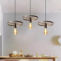 3 Light Wagon Wheel Pendant – 50 cm Bar, 5 Finishes, E27
