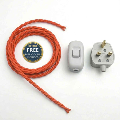 3 Core Fabric Lamp Cable with Rocker Switch and 13A Plug - photo 6