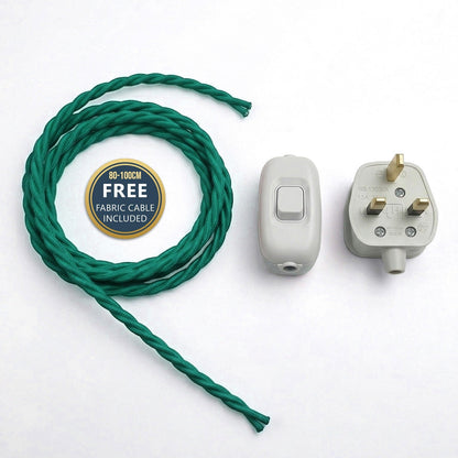 3 Core Fabric Lamp Cable with Rocker Switch and 13A Plug