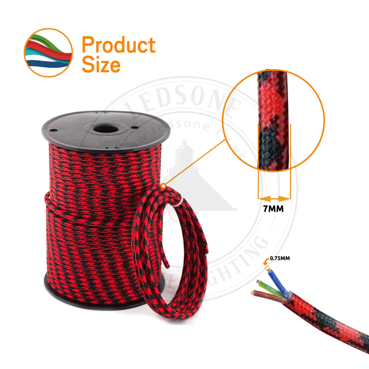 3 Core Round Fabric Cable 0.75mm – 1 m to 3 m - photo 4
