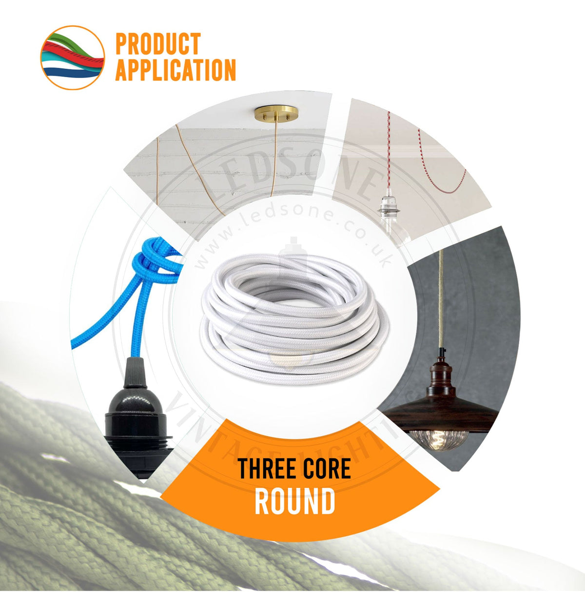 3 Core Round Fabric Cable 0.75mm – 1 m to 3 m - photo 5