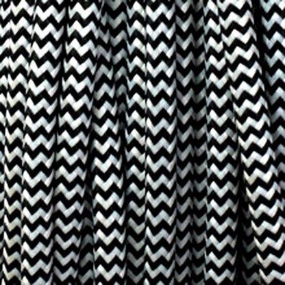 3 Core Round Fabric Cable 0.75mm – 1 m to 3 m - Black & White, 1 m