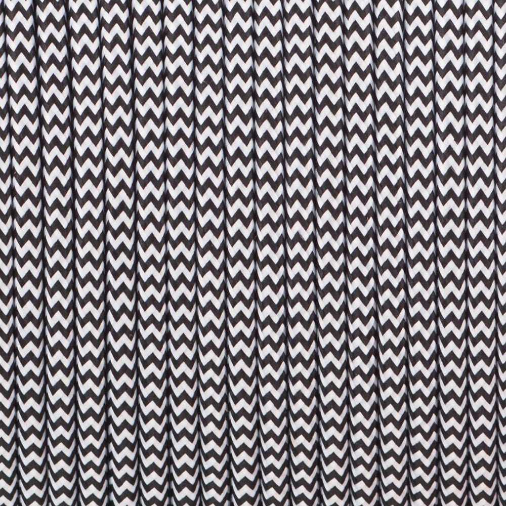 3 Core Round Fabric Cable 0.75mm – 1 m to 3 m - Black & White, 2 m