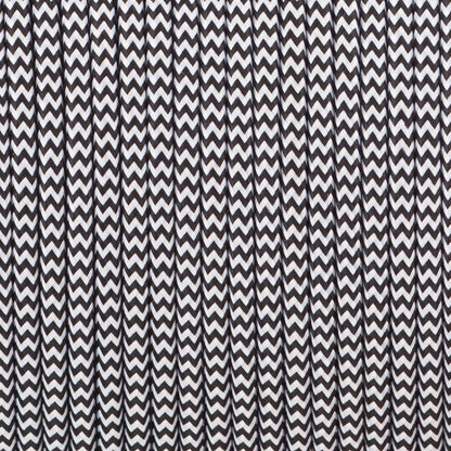 3 Core Round Fabric Cable 0.75mm – 1 m to 3 m - Black & White, 2 m