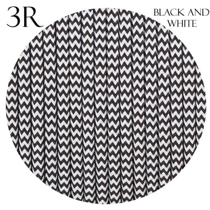 3 Core Round Fabric Cable 0.75mm – 1 m to 3 m - Black & White, 3 m