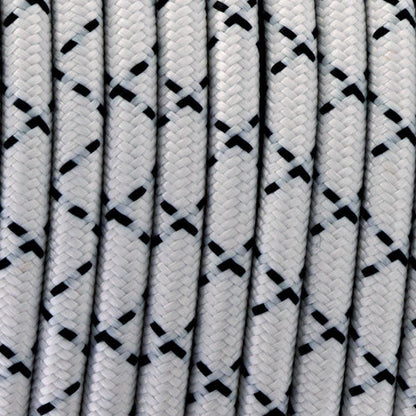 3 Core Round Fabric Cable 0.75mm – 1 m to 3 m - Black & White Check, 1 m