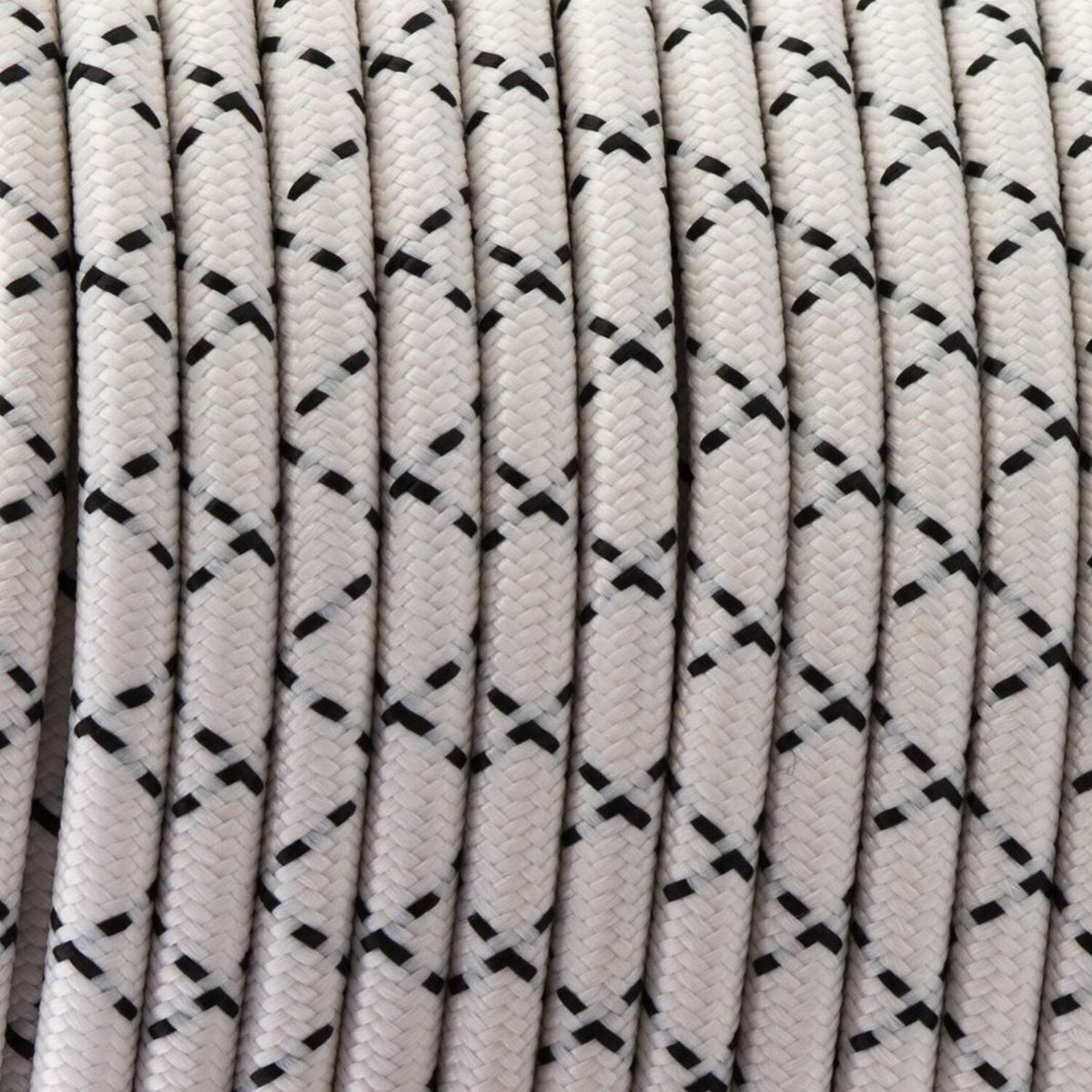 3 Core Round Fabric Cable 0.75mm – 1 m to 3 m - Black & White Check, 3 m