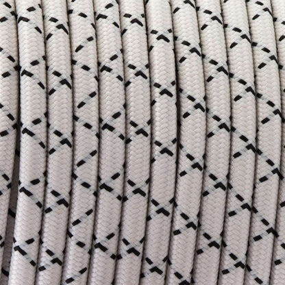 3 Core Round Fabric Cable 0.75mm – 1 m to 3 m - Black & White Check, 3 m