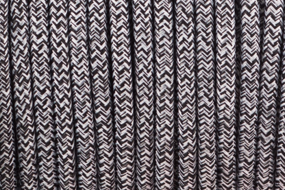 3 Core Round Fabric Cable 0.75mm – 1 m to 3 m - Black & White Tweed, 2 m