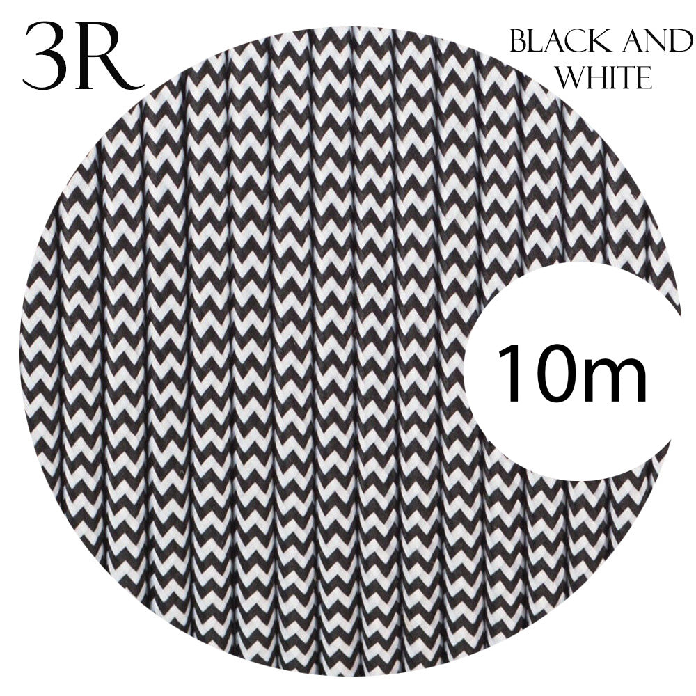 3 Core Round Fabric Cable 0.75mm – 1 m to 3 m - Blue Tweed, 1 m