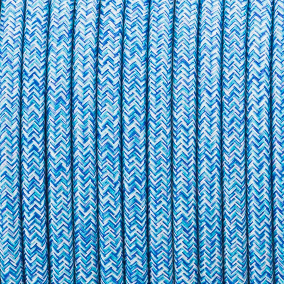 3 Core Round Fabric Cable 0.75mm – 1 m to 3 m - Blue Tweed, 3 m