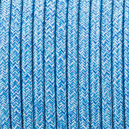 3 Core Round Fabric Cable 0.75mm – 1 m to 3 m - Blue Tweed, 3 m