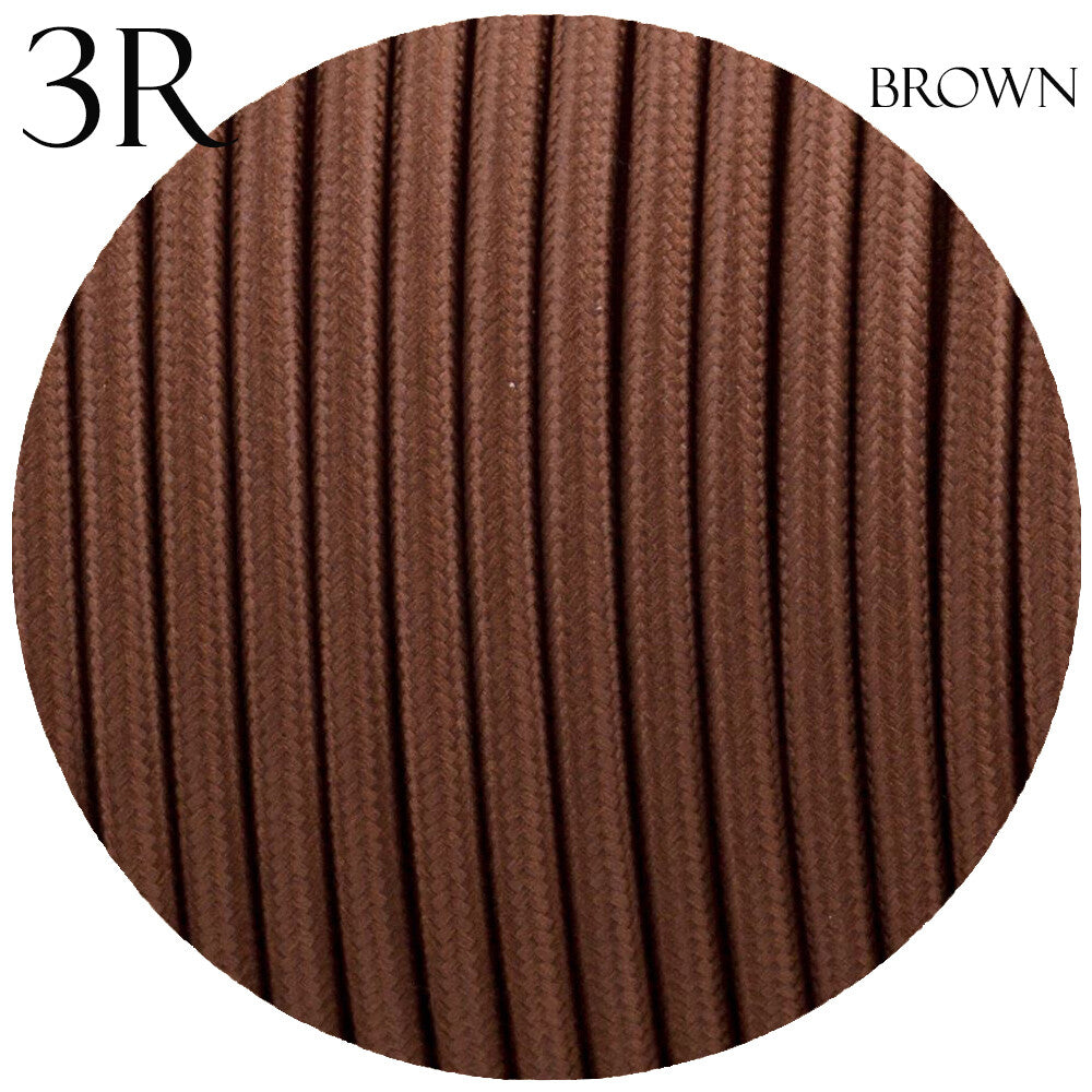 3 Core Round Fabric Cable 0.75mm – 1 m to 3 m - Brown, 3 m