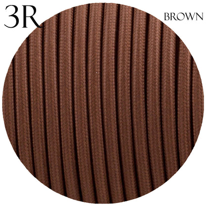 3 Core Round Fabric Cable 0.75mm – 1 m to 3 m - Brown, 3 m