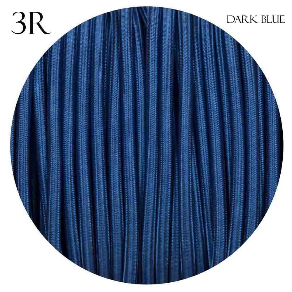 3 Core Round Fabric Cable 0.75mm – 1 m to 3 m - Dark Blue, 3 m
