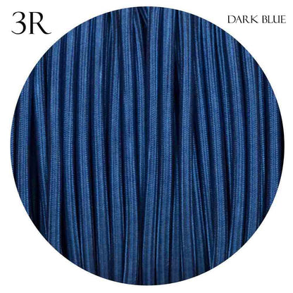 3 Core Round Fabric Cable 0.75mm – 1 m to 3 m - Dark Blue, 3 m