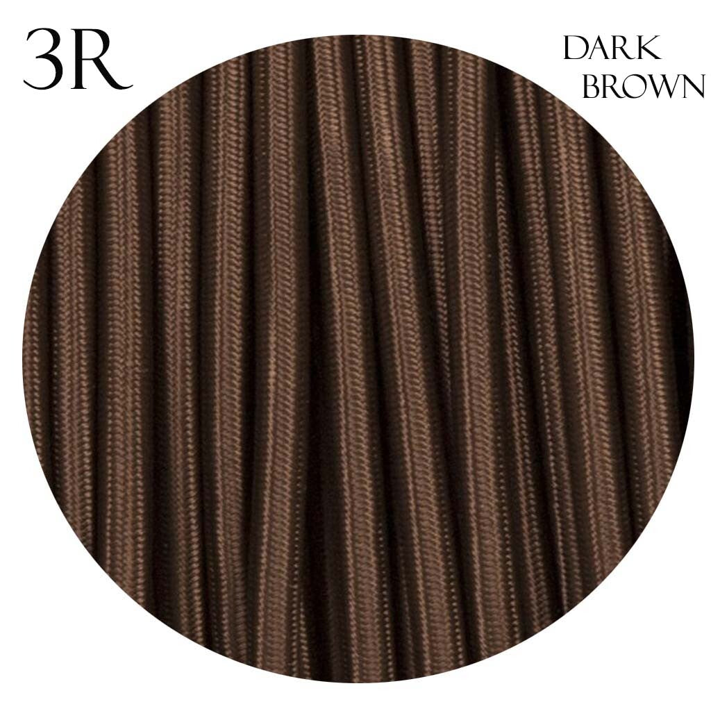 3 Core Round Fabric Cable 0.75mm – 1 m to 3 m - Dark Brown, 3 m