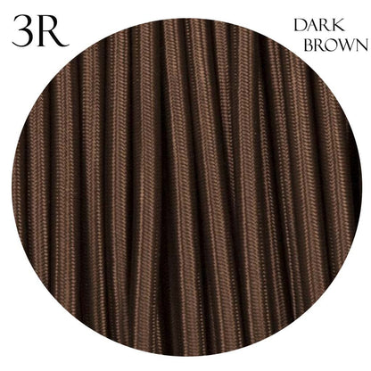 3 Core Round Fabric Cable 0.75mm – 1 m to 3 m - Dark Brown, 3 m