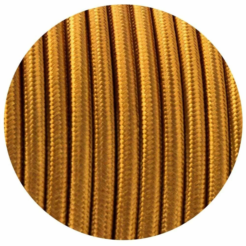 3 Core Round Fabric Cable 0.75mm – 1 m to 3 m - Gold, 1 m