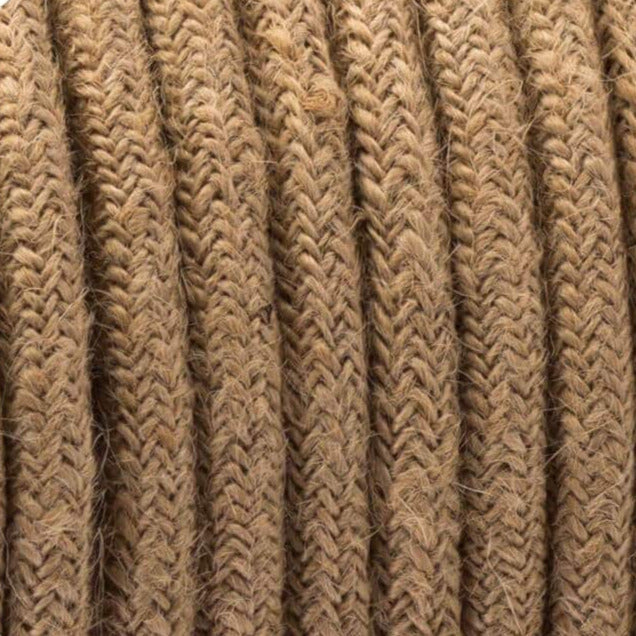 3 Core Round Fabric Cable 0.75mm – 1 m to 3 m - Hemp, 1 m