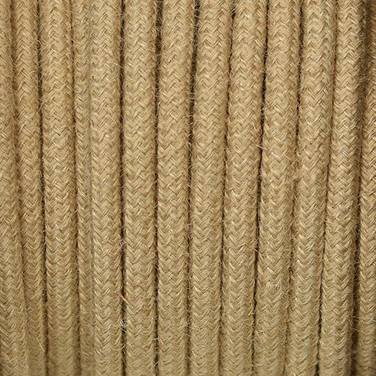 3 Core Round Fabric Cable 0.75mm – 1 m to 3 m - Hemp, 2 m