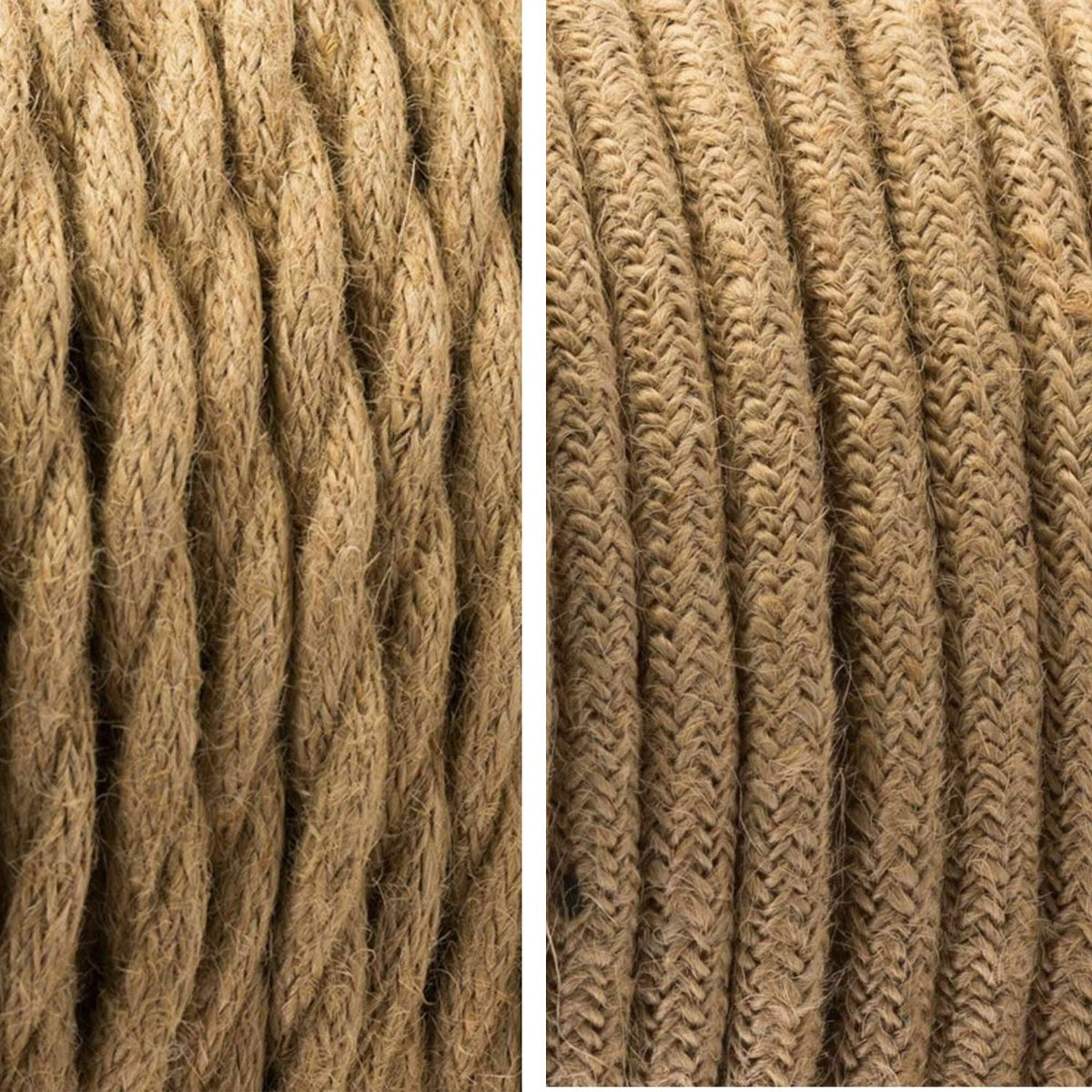 3 Core Round Fabric Cable 0.75mm – 1 m to 3 m - Hemp, 3 m