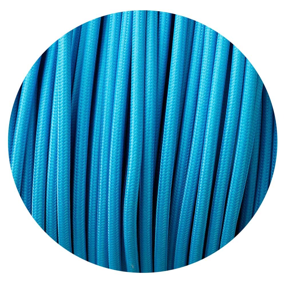 3 Core Round Fabric Cable 0.75mm – 1 m to 3 m - Light Blue, 3 m