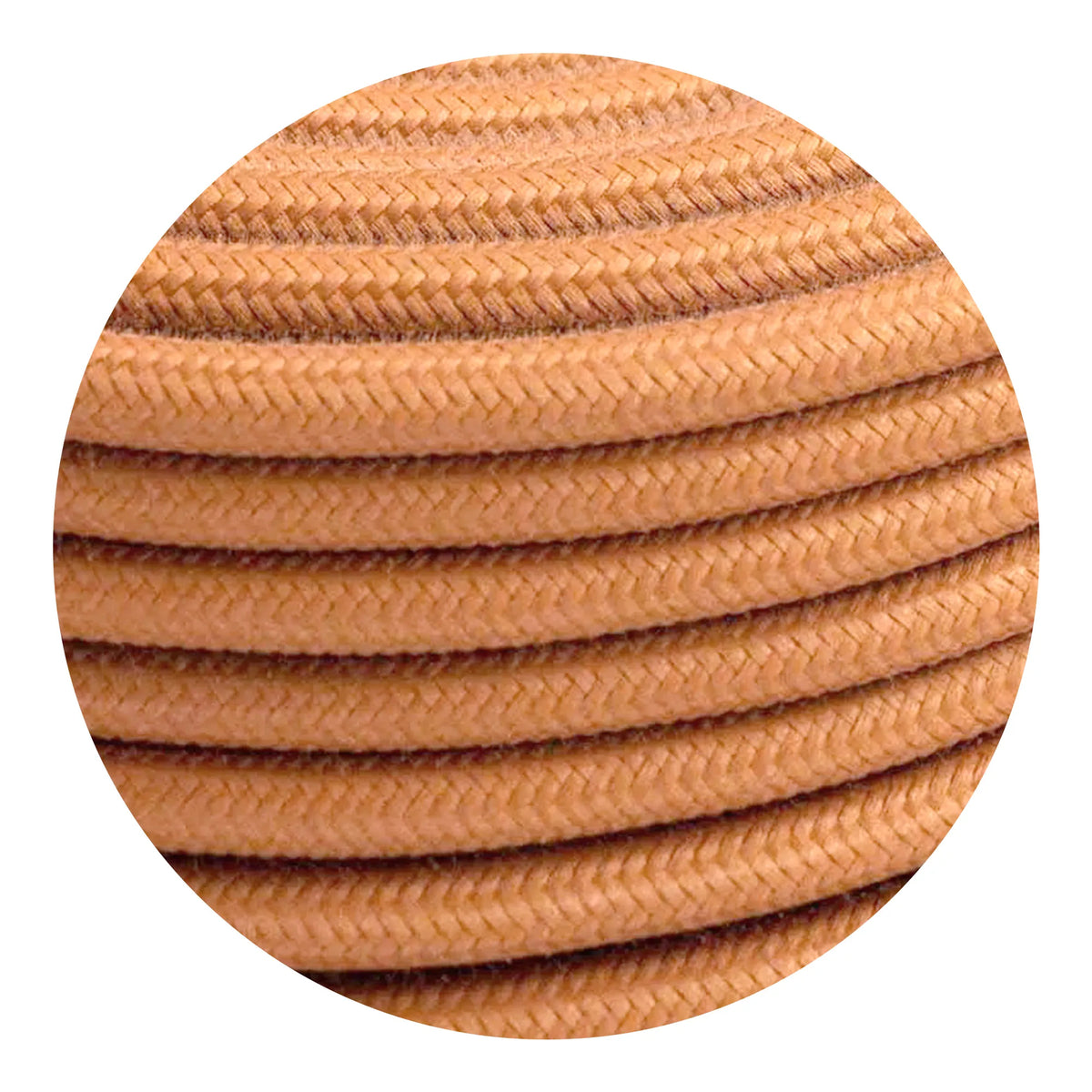 3 Core Round Fabric Cable 0.75mm – 1 m to 3 m - Light Brown, 3 m